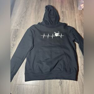 Heartbeat Percussion Men’s Black Long Sleeve Hoodie with Pockets Size Medium EPC